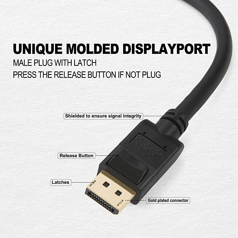 DisplayPort to DisplayPort Cable 3 Feet  DP to DP Cable Gold Plated Support 4K60Hz 2K144Hz Resolution 0915M Black