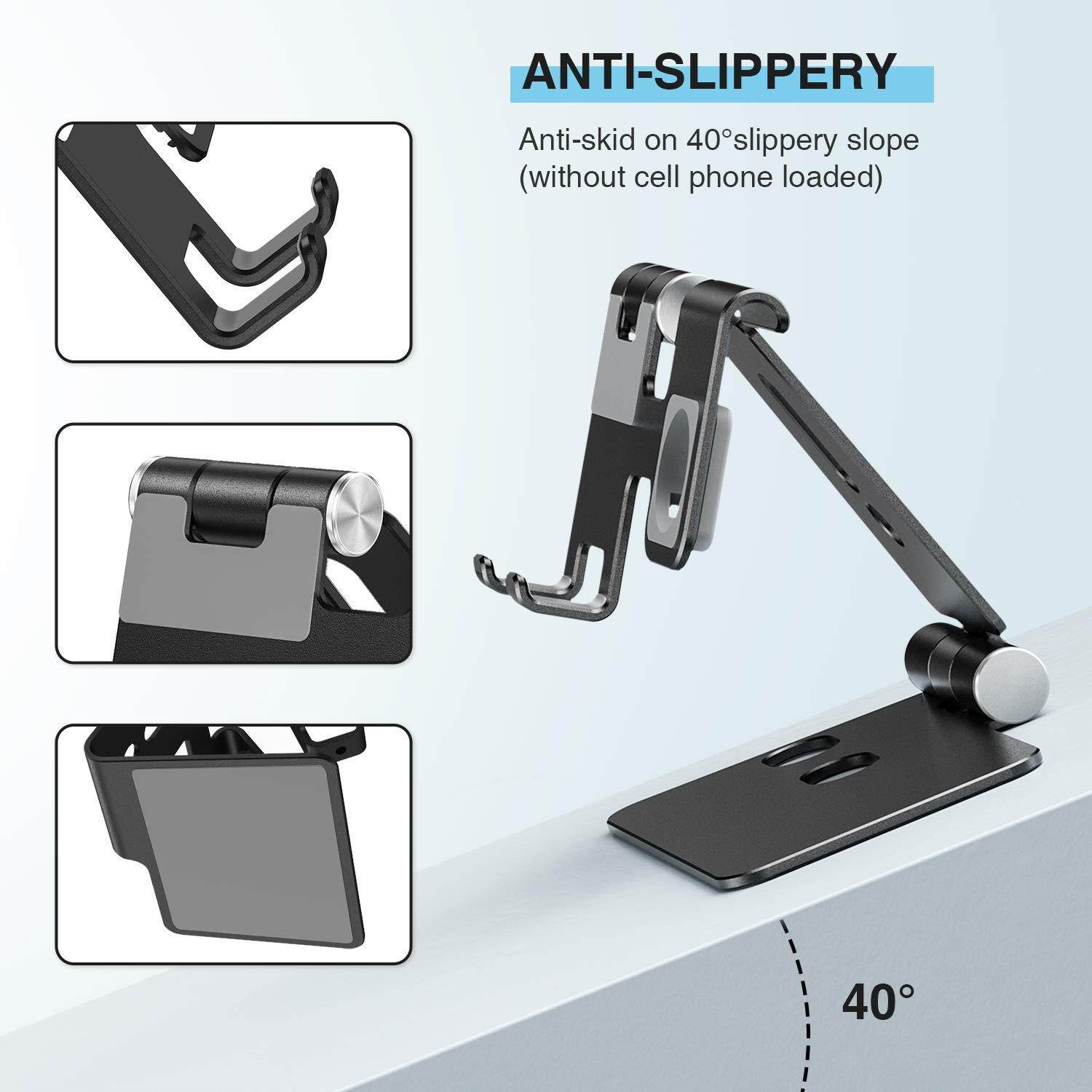 Cell Phone Stand for Apple Watch - OMOTON 2 in 1 Aluminum Foldable Charging Dock Stand for Apple Watch 5/4/3/2/1 and iPhone 11/11 Pro/11 Pro Max/XR/Xs/Xs Max (Black)