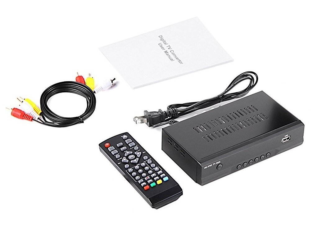 eXuby Digital Converter Box for TV Record and Watch Full HD Digital Channels for FREE (Instant or Scheduled Recording, 1080P HDTV, HDMI Output, 7 Day Program Guide and LCD Screen) Includes RCA Cable