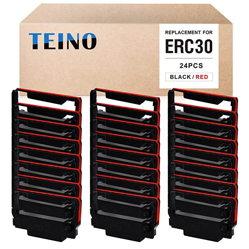 24 Pack ERC30 ERC-30 ERC 30 34 38 B/R Compatible Ribbon Cartridge for use in ERC38 NK506 (Black Red)