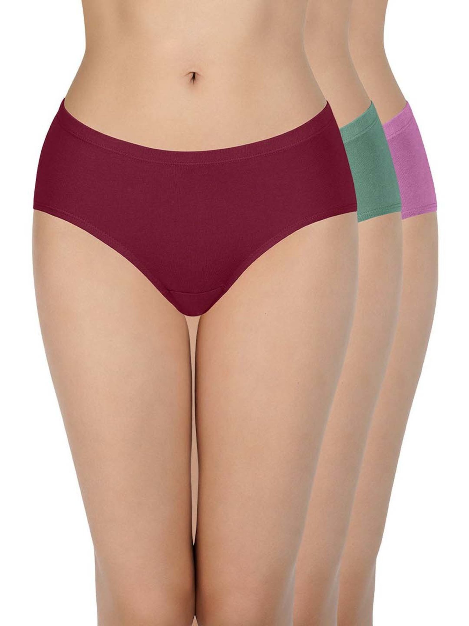 Every De by Amante Purple & Green Cotton Hipster Panties - Pack Of 3