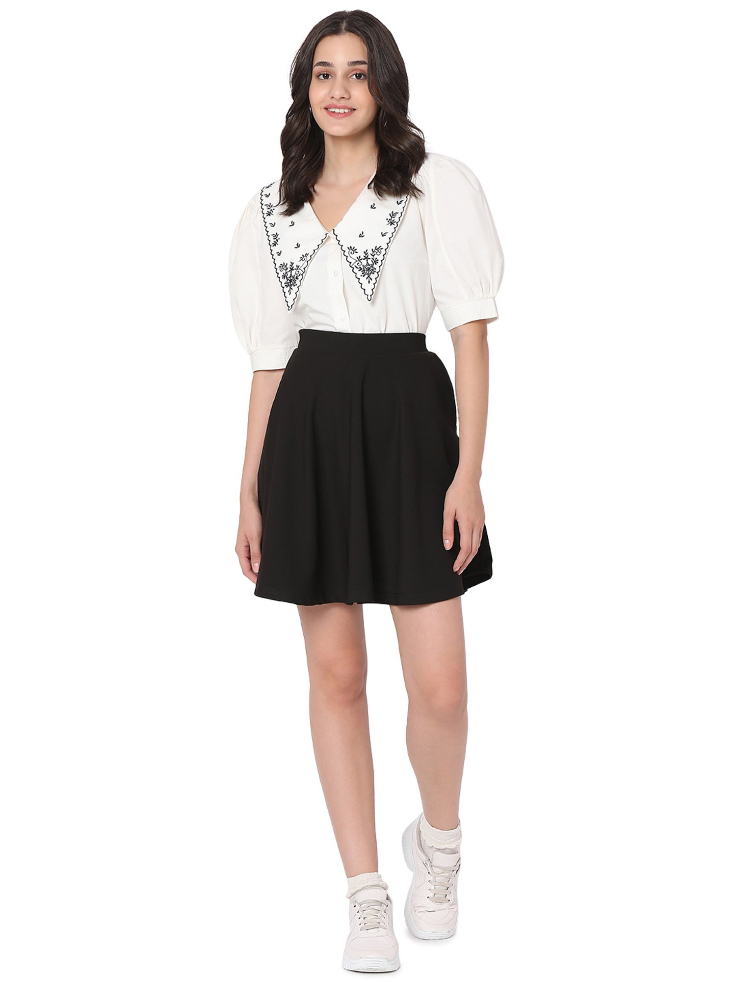 Smarty Pants Black Cotton Mini Skirt