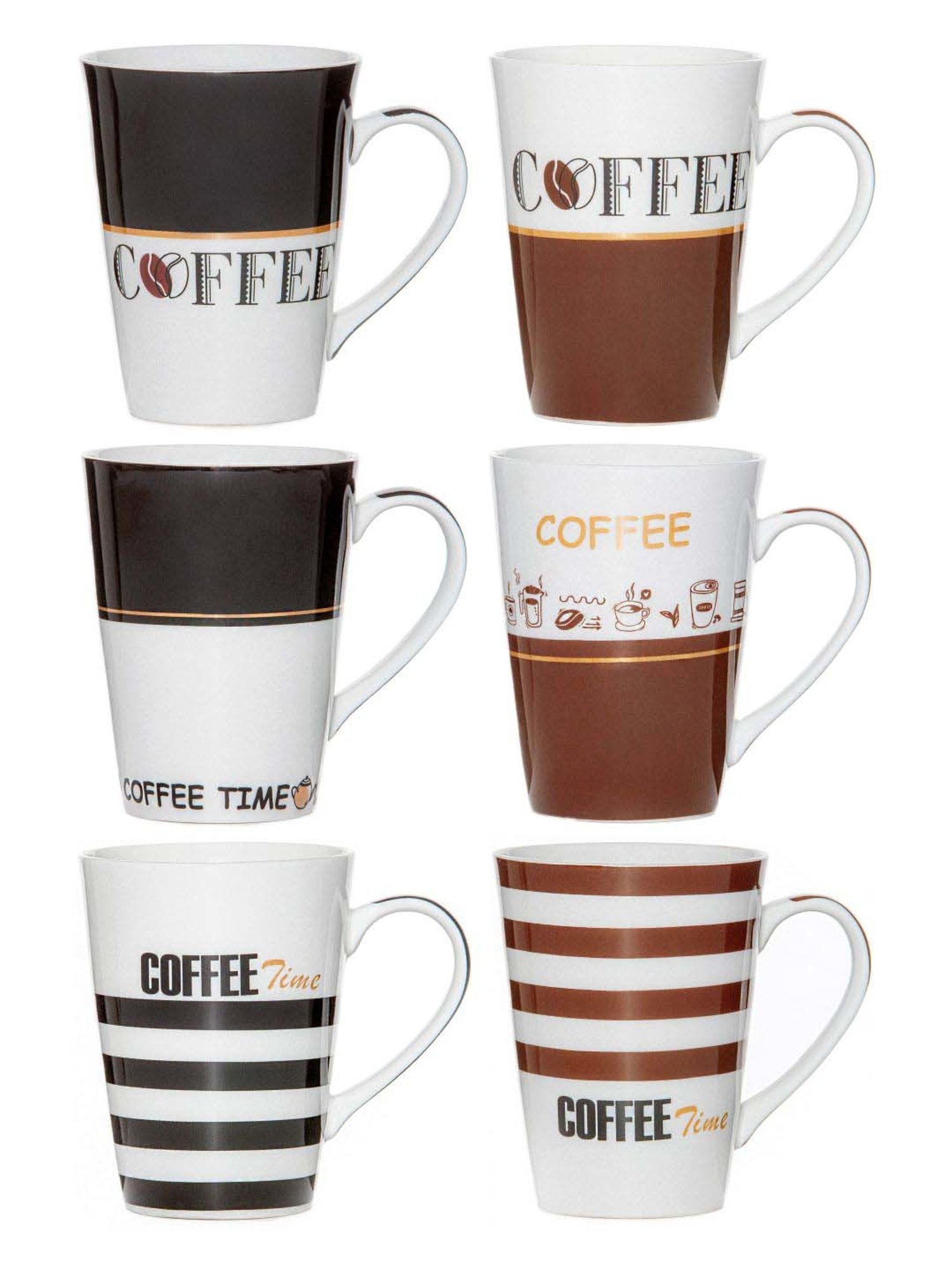 ROXX Riso Multicolor Bone China Coffee Mug (0.3 L) - Set of 6