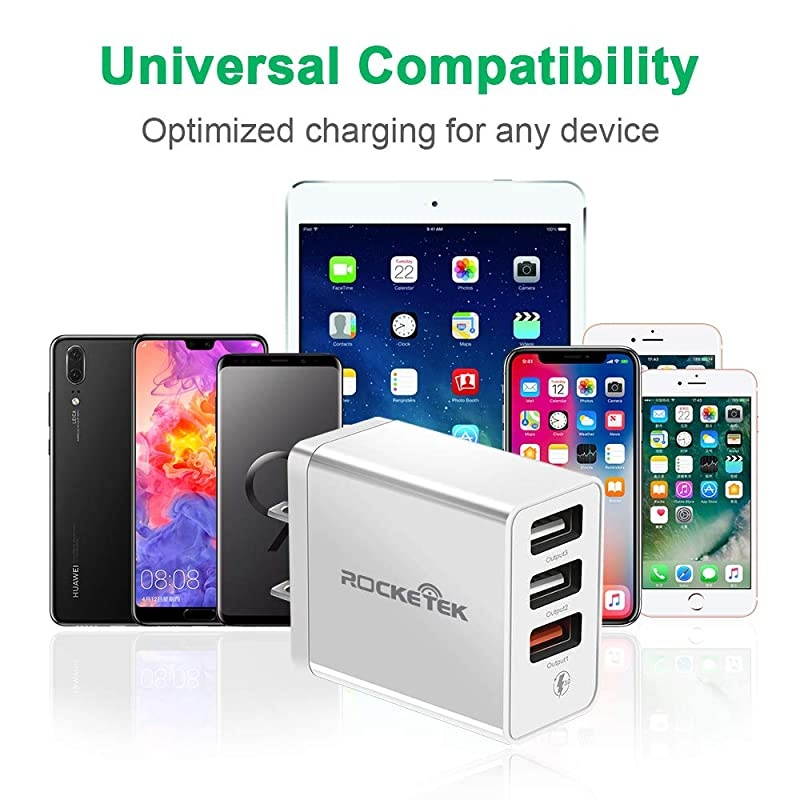 USB Quick Charger Wall Charger, 30W QC 3.0 Fast Charger 3 USB Port Wall Power Plug Adapter for iPhone Xs XS Max XR X 8 7 6 Plus, Galaxy S10 S9 S8 Edge Plus, Note 8 7, Nexus and More