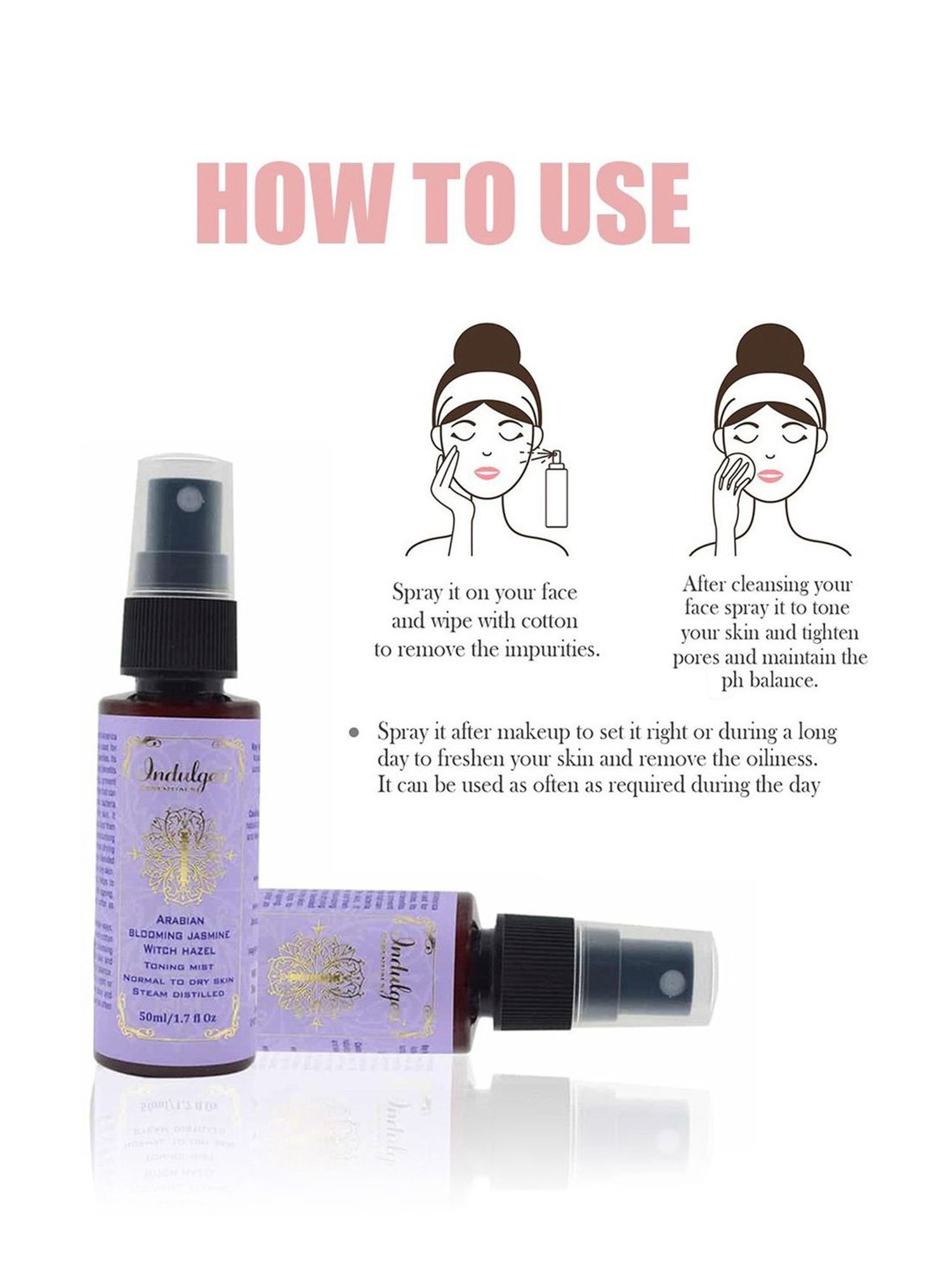 Indulgeo Essentials Arabian Blooming Jasmine Witch Hazel Facial Mist & Toner - 50 ml