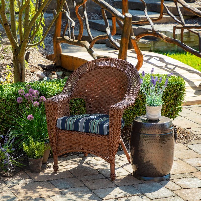 2pk Aurora Stripe Wicker Chair Cushions Sapphire - Arden Selections