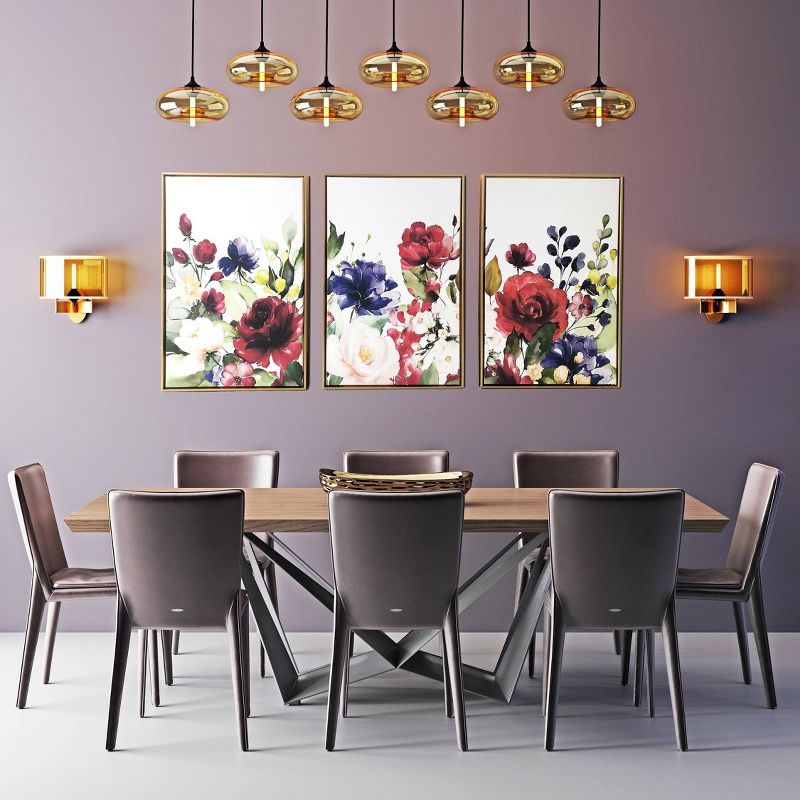 48" x 24" Floral Garden Triptych Floating Framed Wall Canvas - Gallery 57