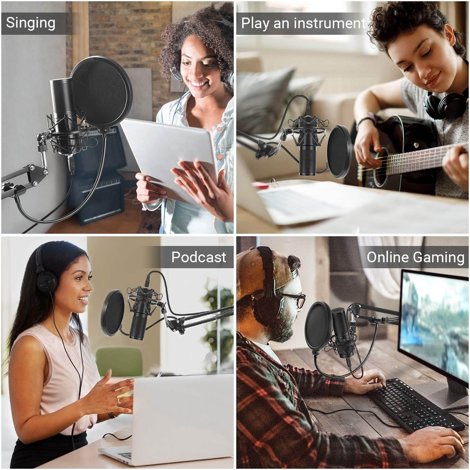 TONOR USB Microphone Kit Q9 Condenser Computer Cardioid Mic for Podcast, Game, YouTube Video, Stream, Recording Music, Voice Over
