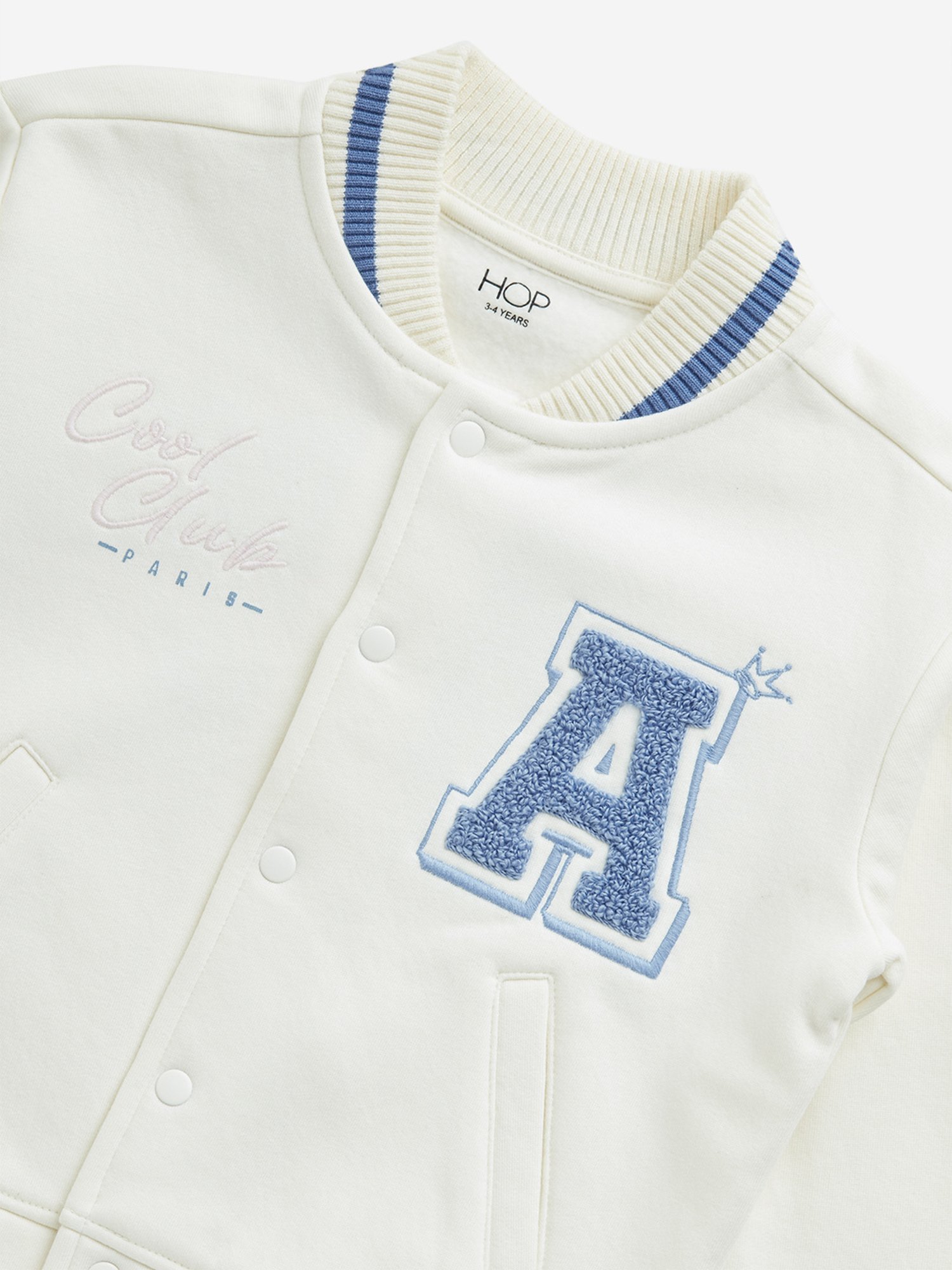 HOP Kids by Westside Off-White Text Embroidered Jacket