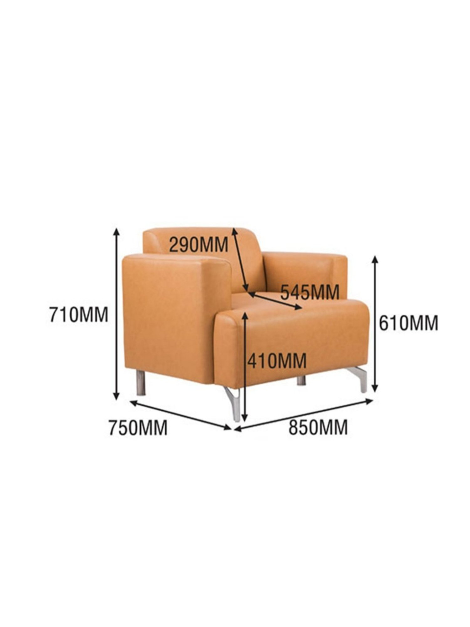 Durian Windsor Modern Camel Brown Premium Leatherette 1 Seater Sofa