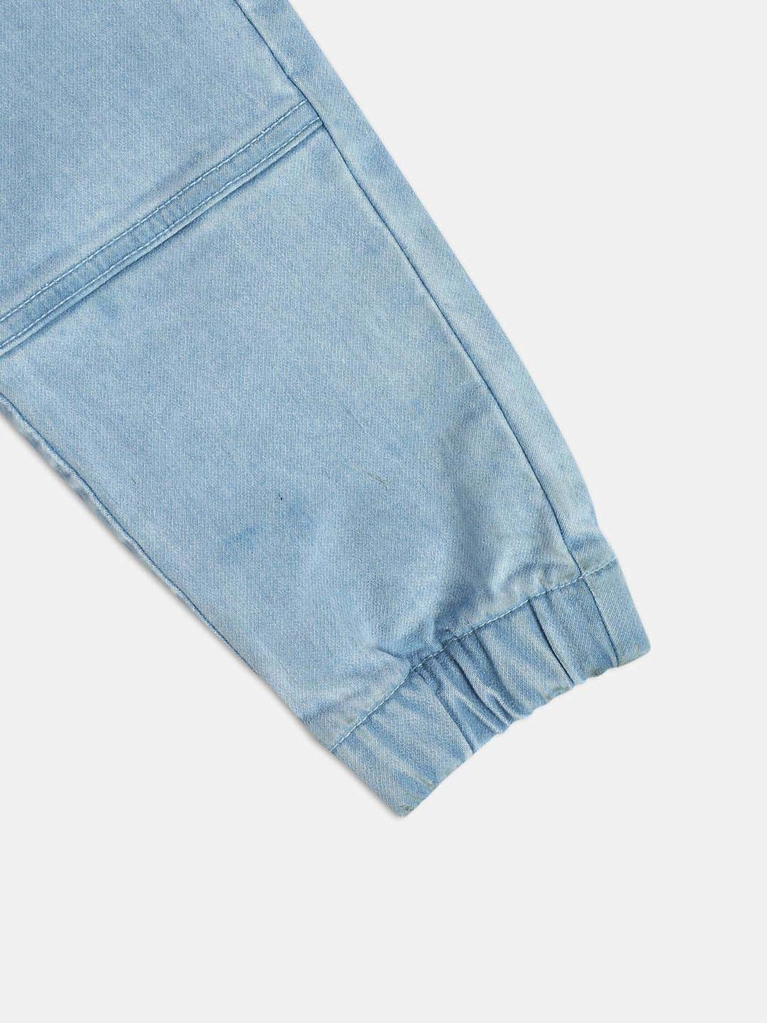 MINIKLUB Boys Blue Cotton Solid Full Sleeves Denim Pant