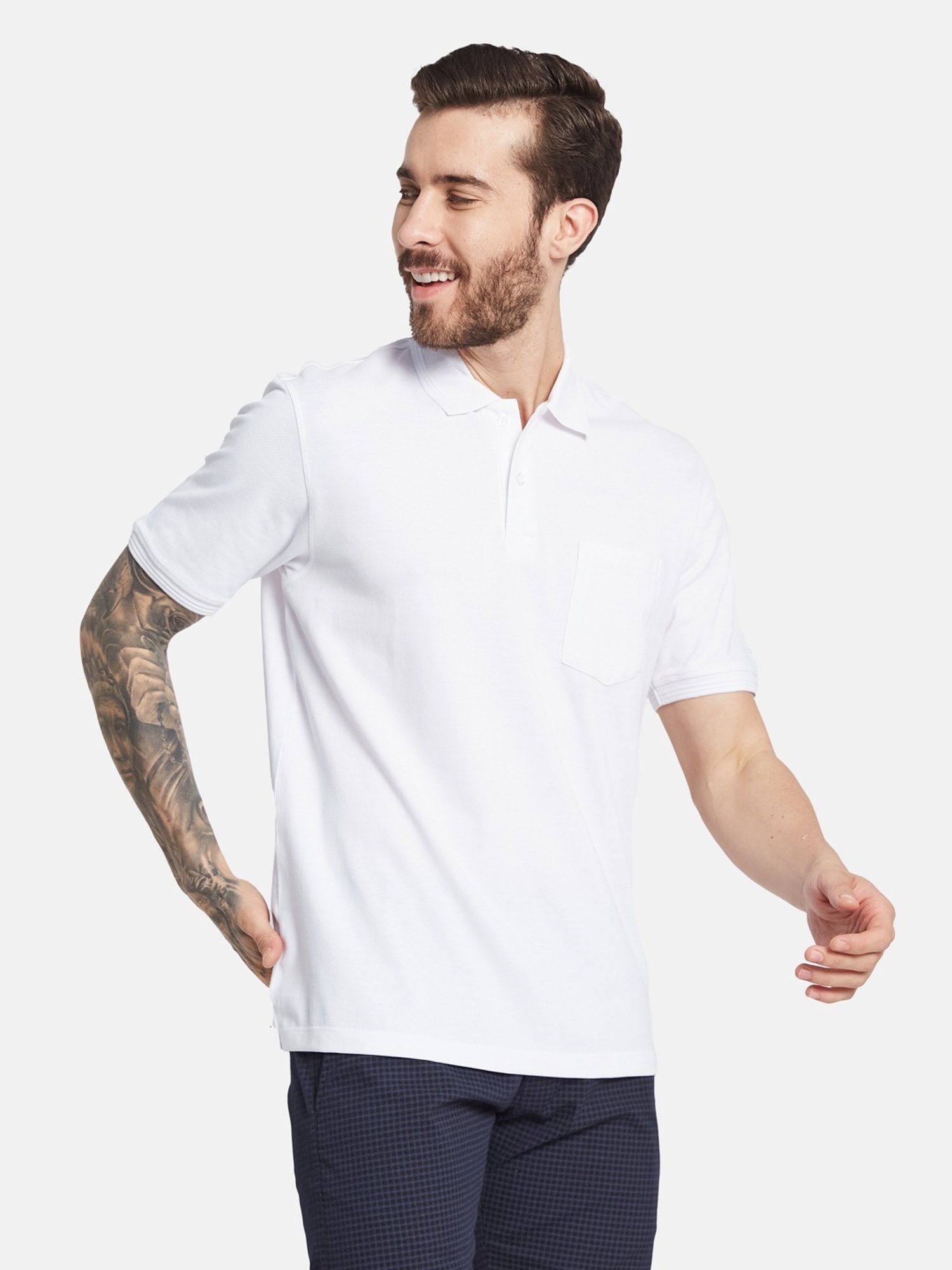 Octave White Regular Fit Polo T-Shirt