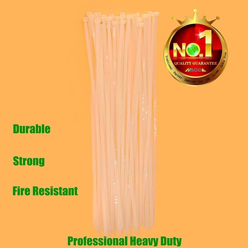 Heavy Duty 26 Inch Nylon Zip Cable Ties ClearLarge 200 LBS Tensile StrengthHeavy Duty Industrial Durable Strong Cable Ties 50 Pack Indoor Outdoor Garden Ties Use26200LB White