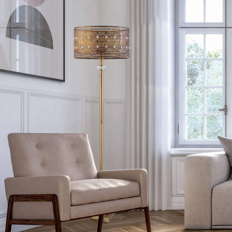 60" 1-Light Bryar Floor Lamp Brass/Crystal - River of Goods