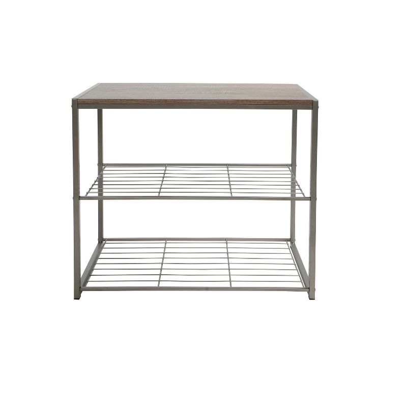 3 Tier Shoe Rack with Rustic Oak Finish Top Gray Metal - Threshold™