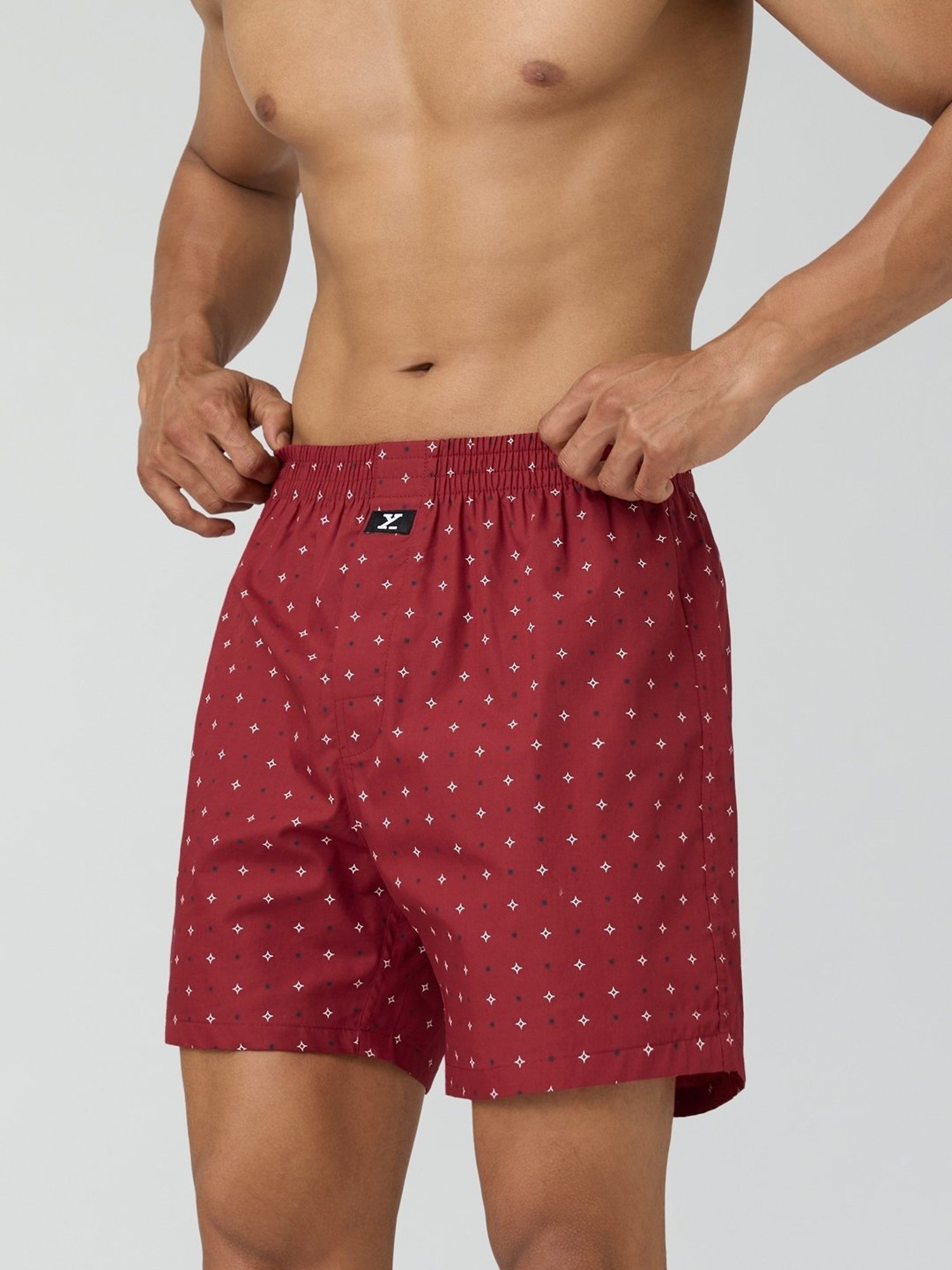 XYXX Starry Maroon Cotton Relaxed Fit Printed Boxers