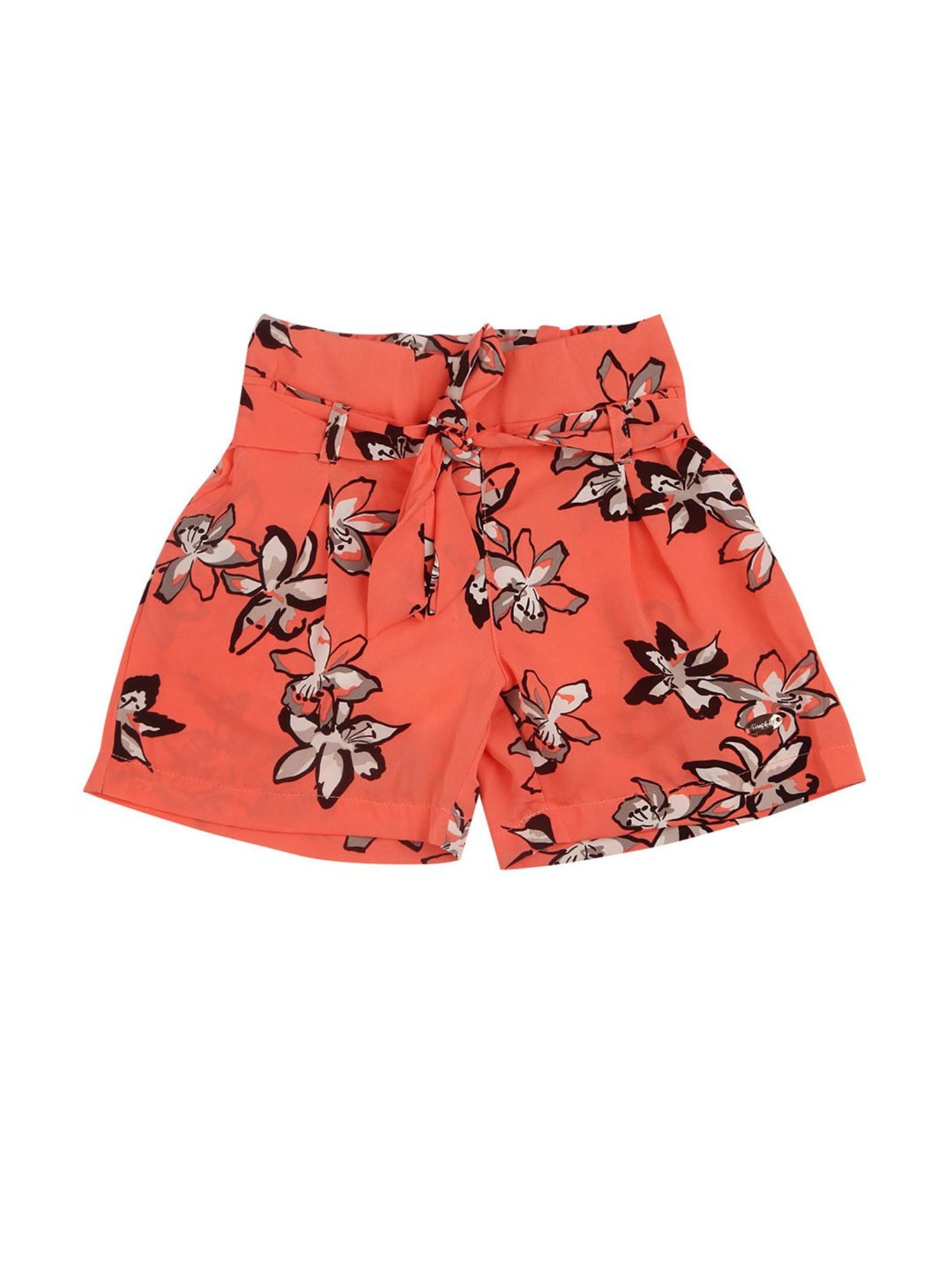 Tiny Girl Kids Peach Floral Print Shorts
