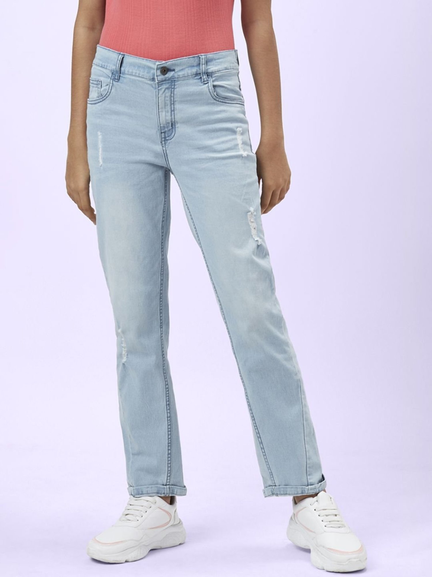 Coolsters by Pantaloons Girls Blue Cotton Distressed Jeans