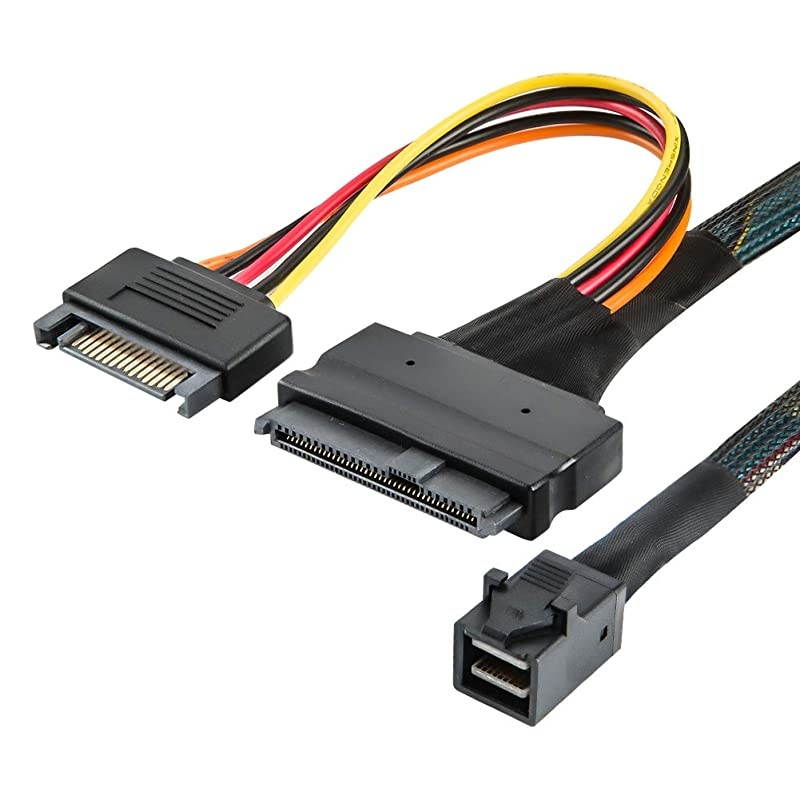 SFF8643 to SFF 8639 Cable  12GBs Mini SAS HD Cable Internal Mini SAS SFF 8643 to U2 SFF 8639 Cable with 15 Pin Female SATA Power Connector 1M 33FT