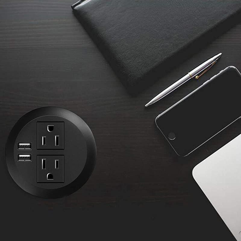 Power Grommet with USBRecessed Power Socket with 2 AC Outlets and 2 USB Charging Ports Desk Grommet Outlet 3in Holefor Kitchen TableConference Room Outlet