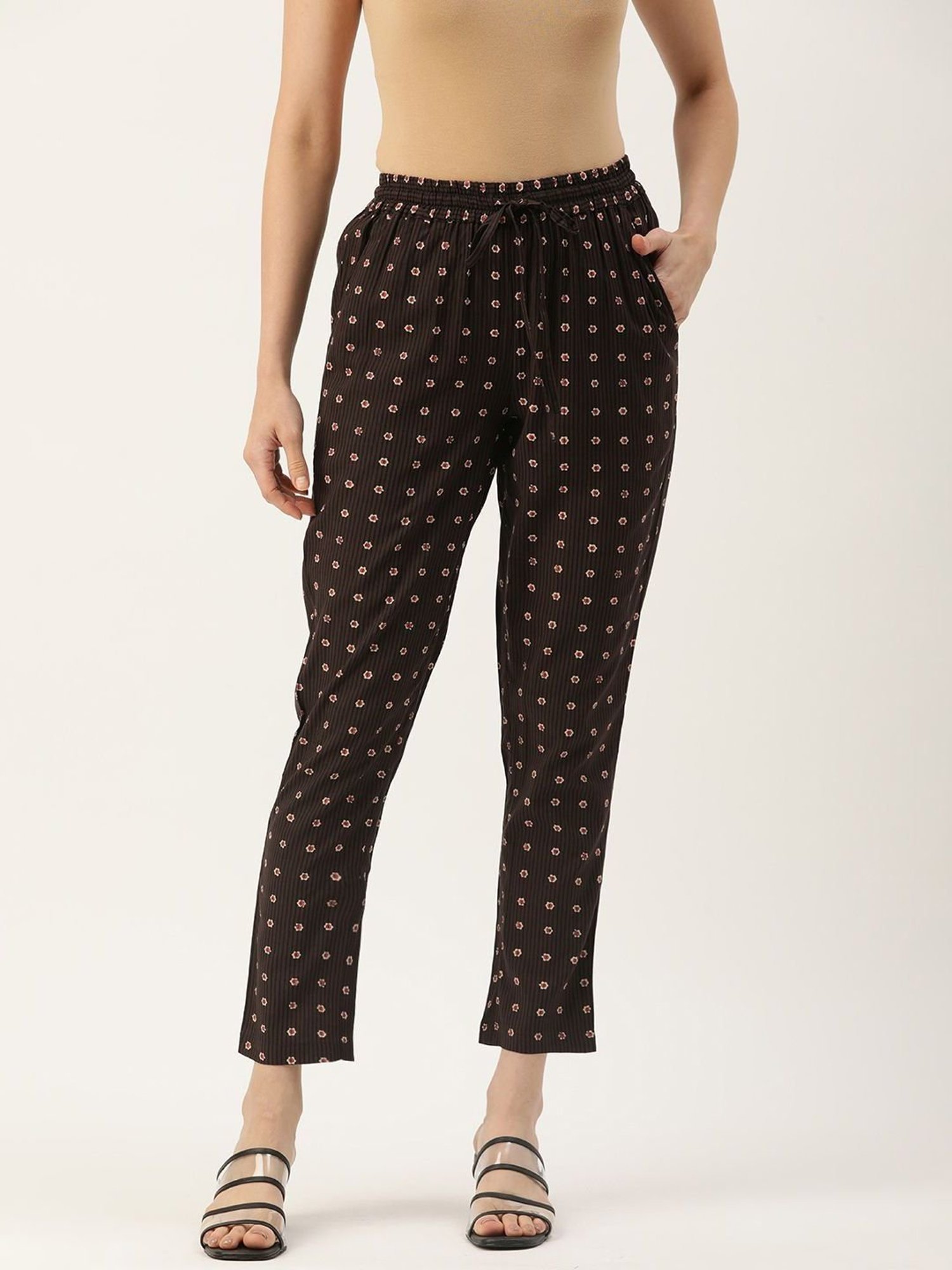 Amukti Brown Printed Pants