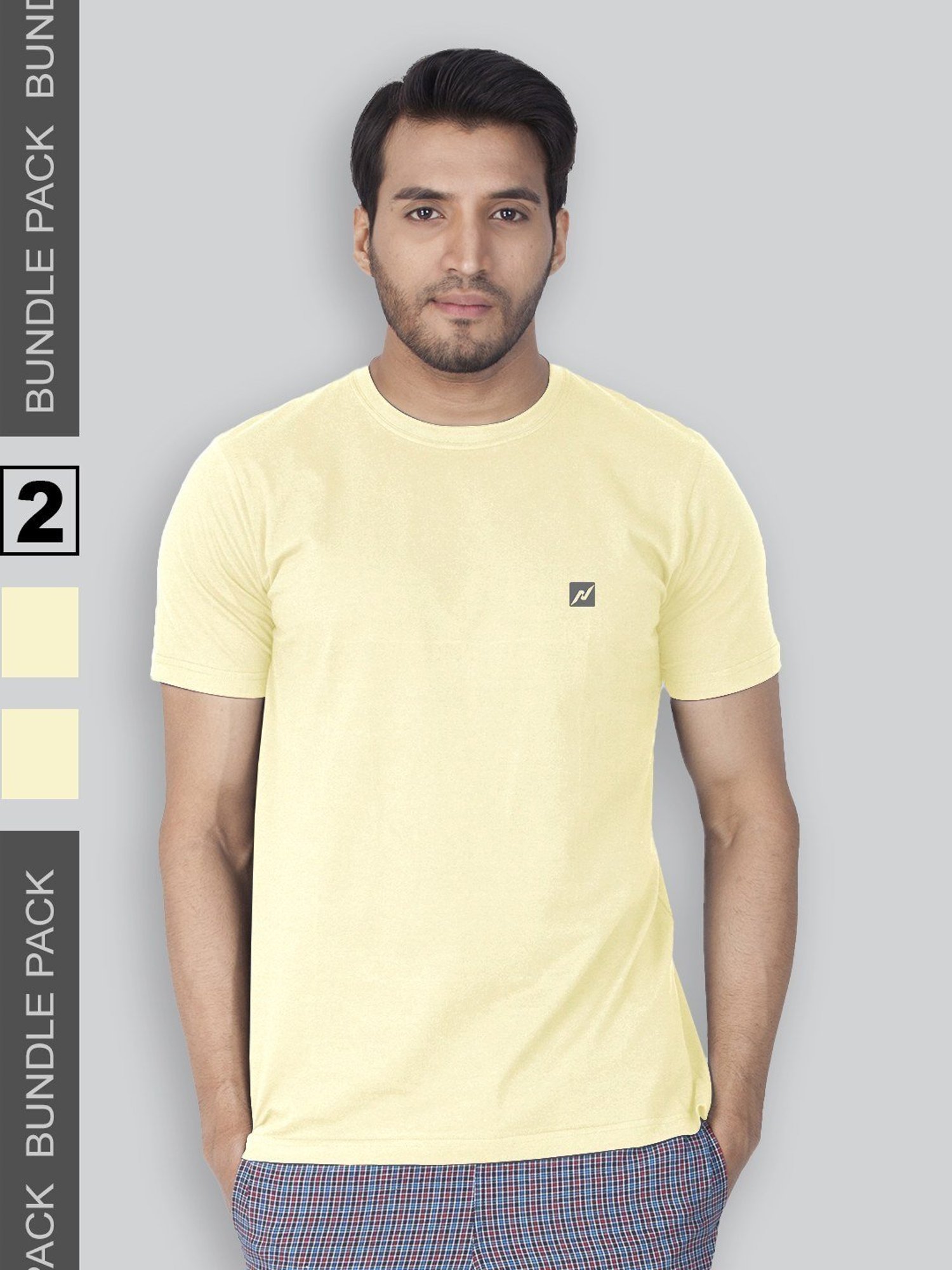 Lux Nitro Yellow Regular Fit T-Shirt Pack of - 2