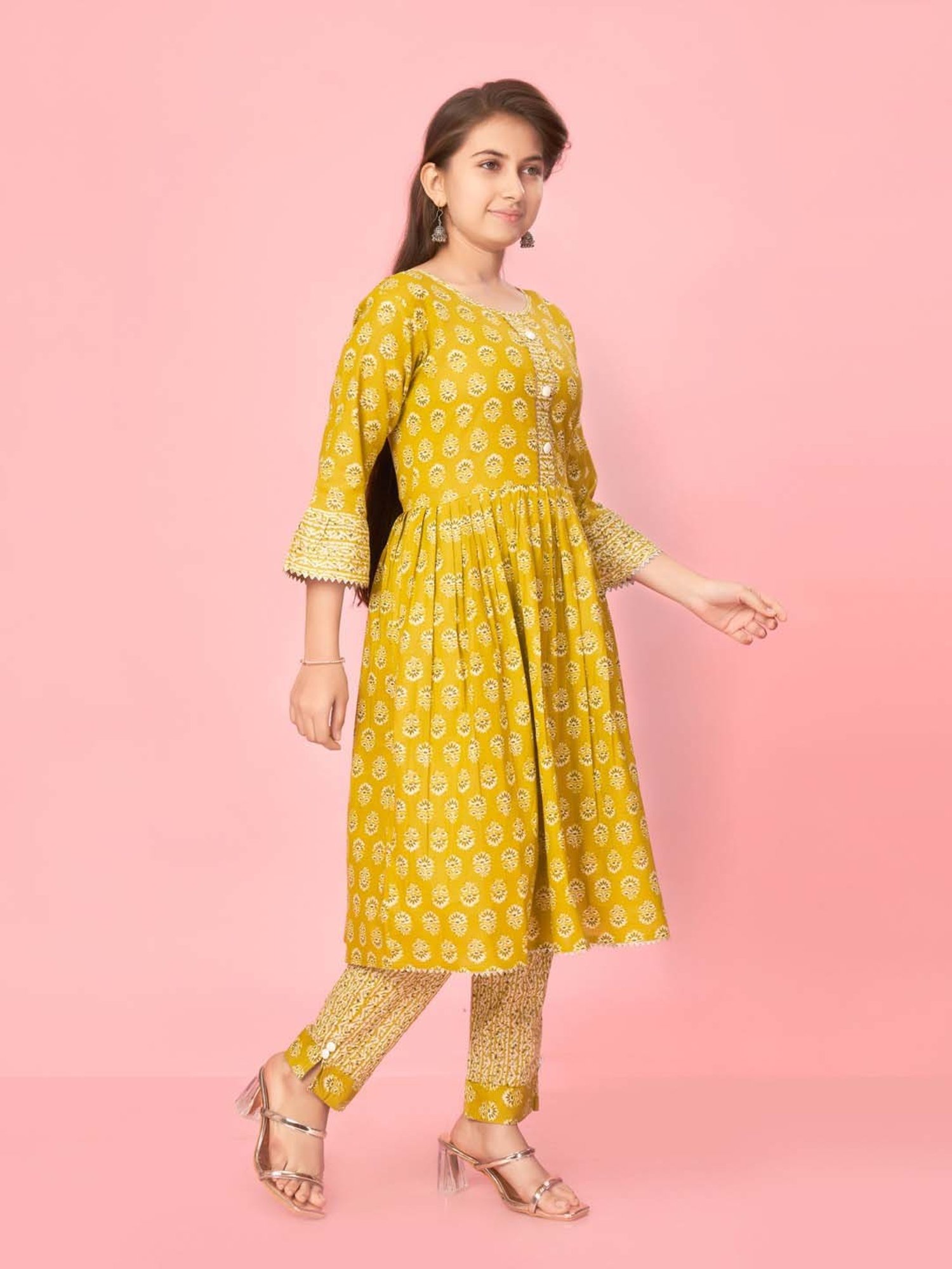 Peppermint Kids Navy Regular Fit Kurta Set