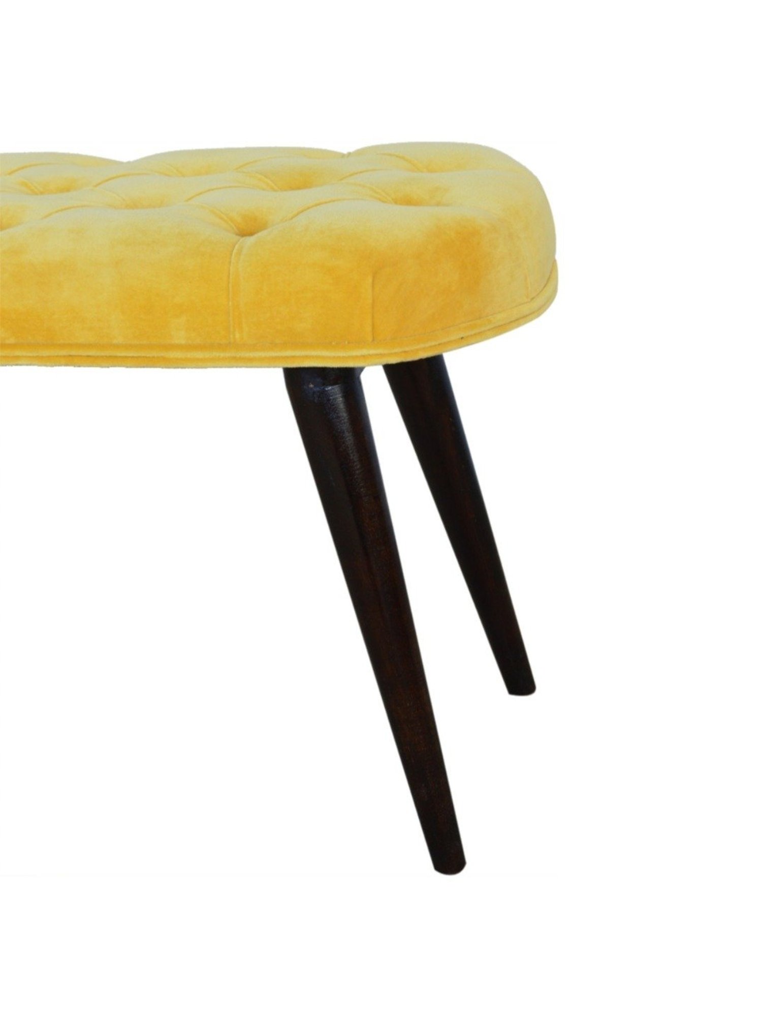 Artisan Furniture Brown Cotton Velvet Deep Button Bench Brown Finish