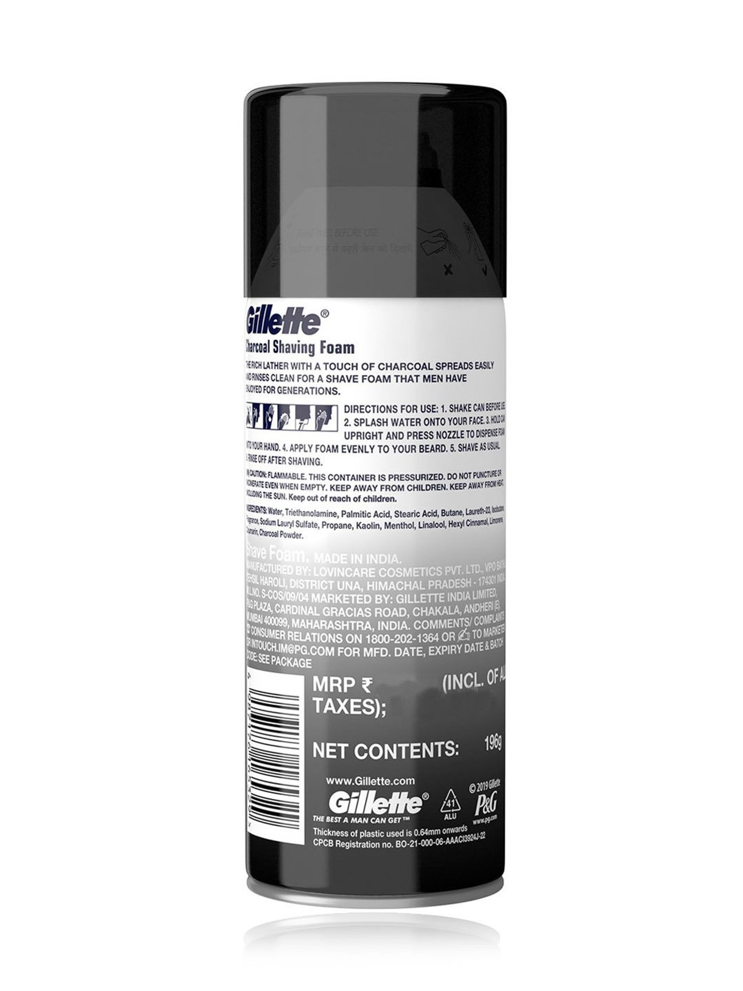Gillette Pre Shave Foam Charcoal - 196 gm