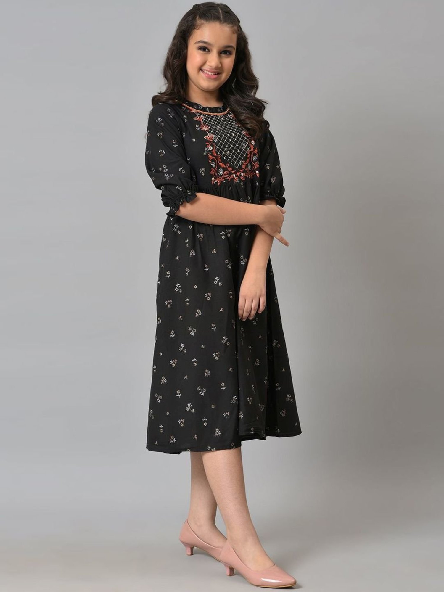 Aurelia Kids Black Printed Dress