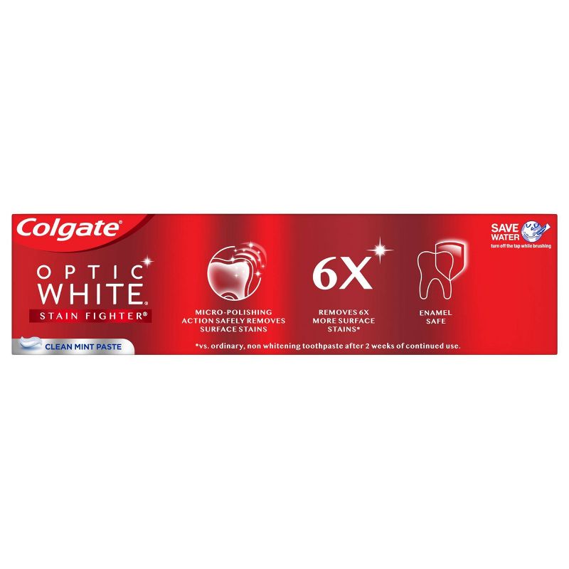 Colgate Optic White Stain Fighter Whitening Toothpaste - Clean Mint - 6oz