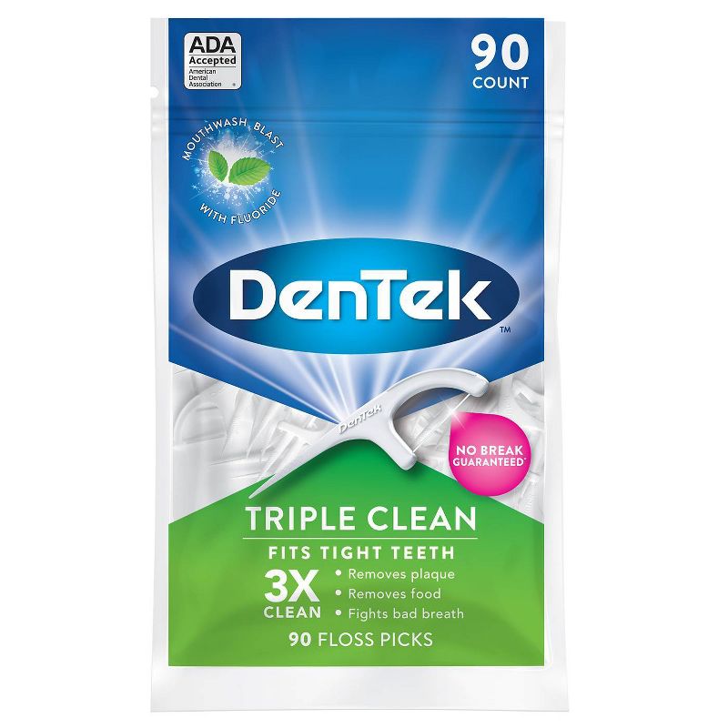 DenTek Triple Clean Floss Picks for Tight Teeth - 90ct