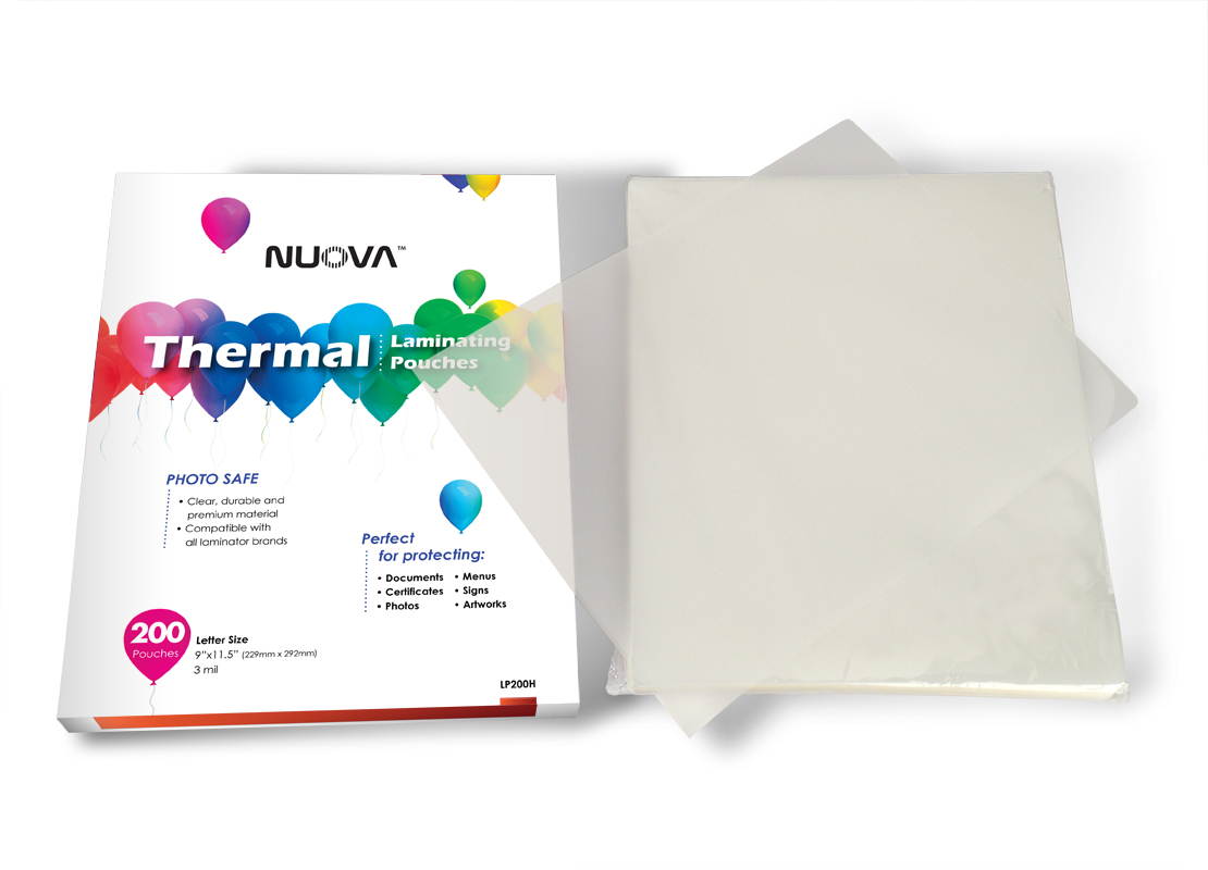 200-Pack Nuova Premium Thermal Laminating Pouches 9" X 11.5", Letter Size, 3 mil, 200-Pack