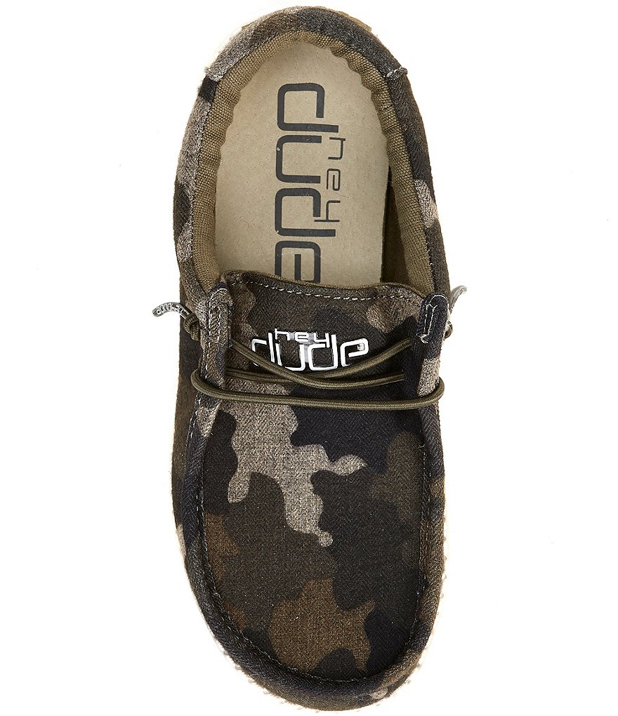 Hey Dude Boys' Wally Camo Linen Washable Slip-Ons (Youth)