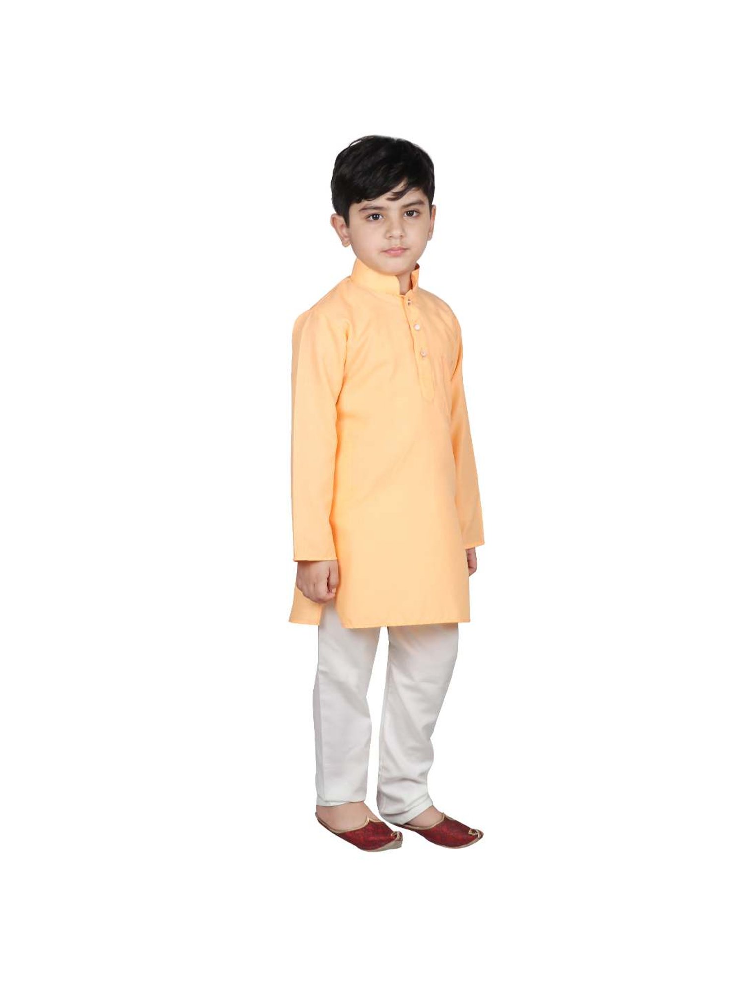 SG Yuvraj Kids Orange & White Solid Kurta with Pyjama
