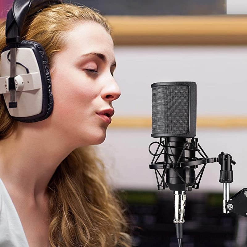 Pop Filter, [Upgraded Three Layers] Metal Mesh & Foam & Etamine Layer Microphone Windscreen Cover Handheld Mic Shield Mask,Microphone Accessories for Vocal Recording,Youtube videos,Streaming