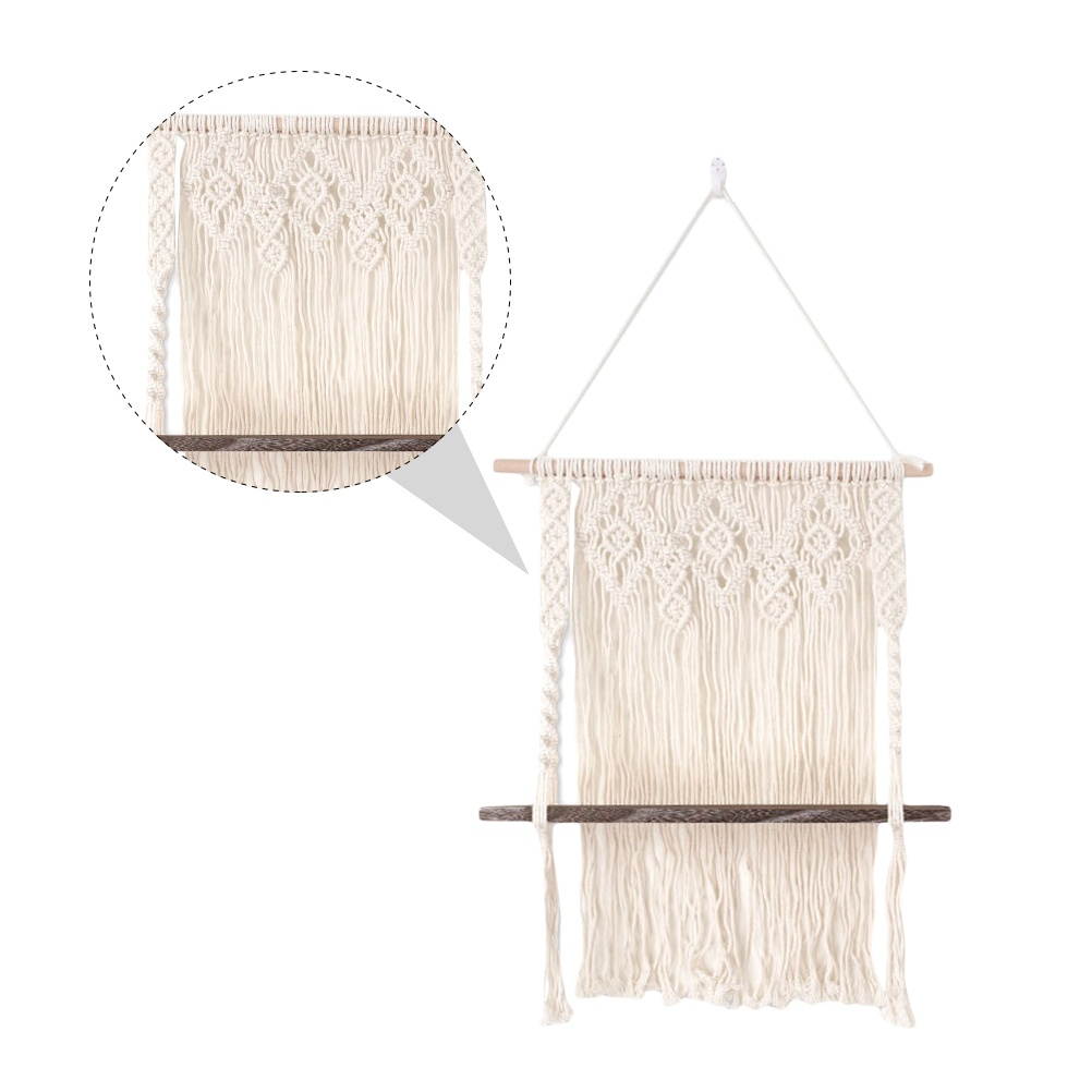 1pc Indoor Pendant Wall Storage Shelf Hanging Pendant Tassel Style Tapestry