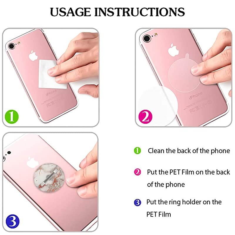 Three PackRing Phone Holder Grip for SmartphonesTabletsPads Marble