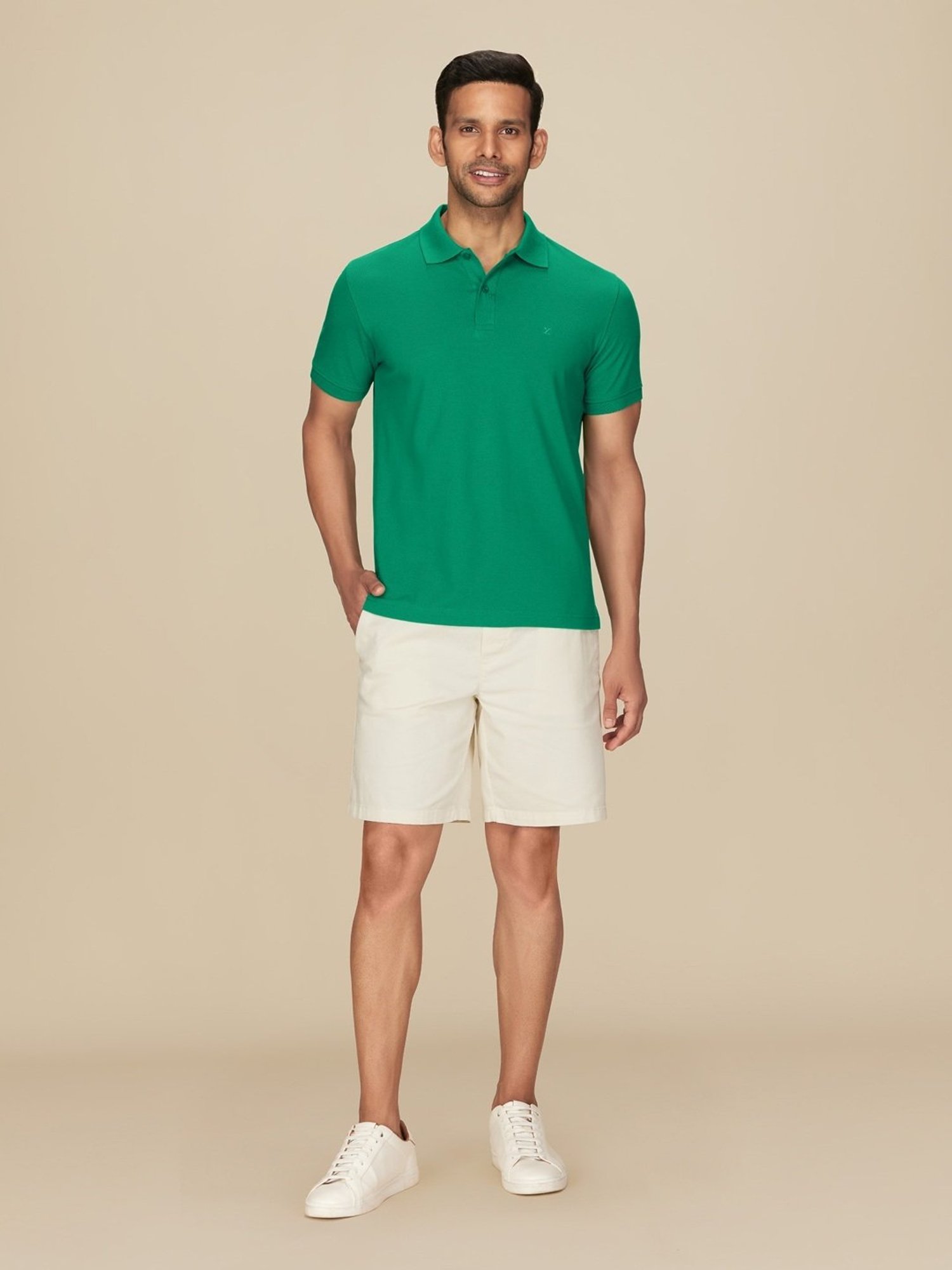 XYXX Fiesta Green Cotton Regular Fit Polo T-Shirts