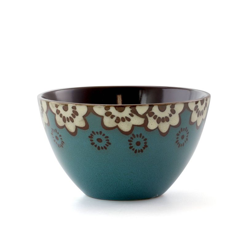 16pc Stoneware Earth and Water Dinnerware Set Blue/Taupe - Elama