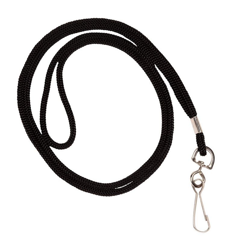 120 Neck Lanyards, w/ Braided Cord and Swivel Hook for Badge Holders, 38", Black