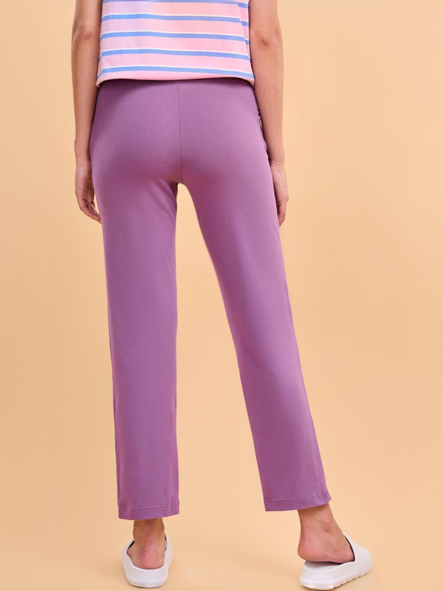 Enamor Violet Cotton Lounge Track Pants