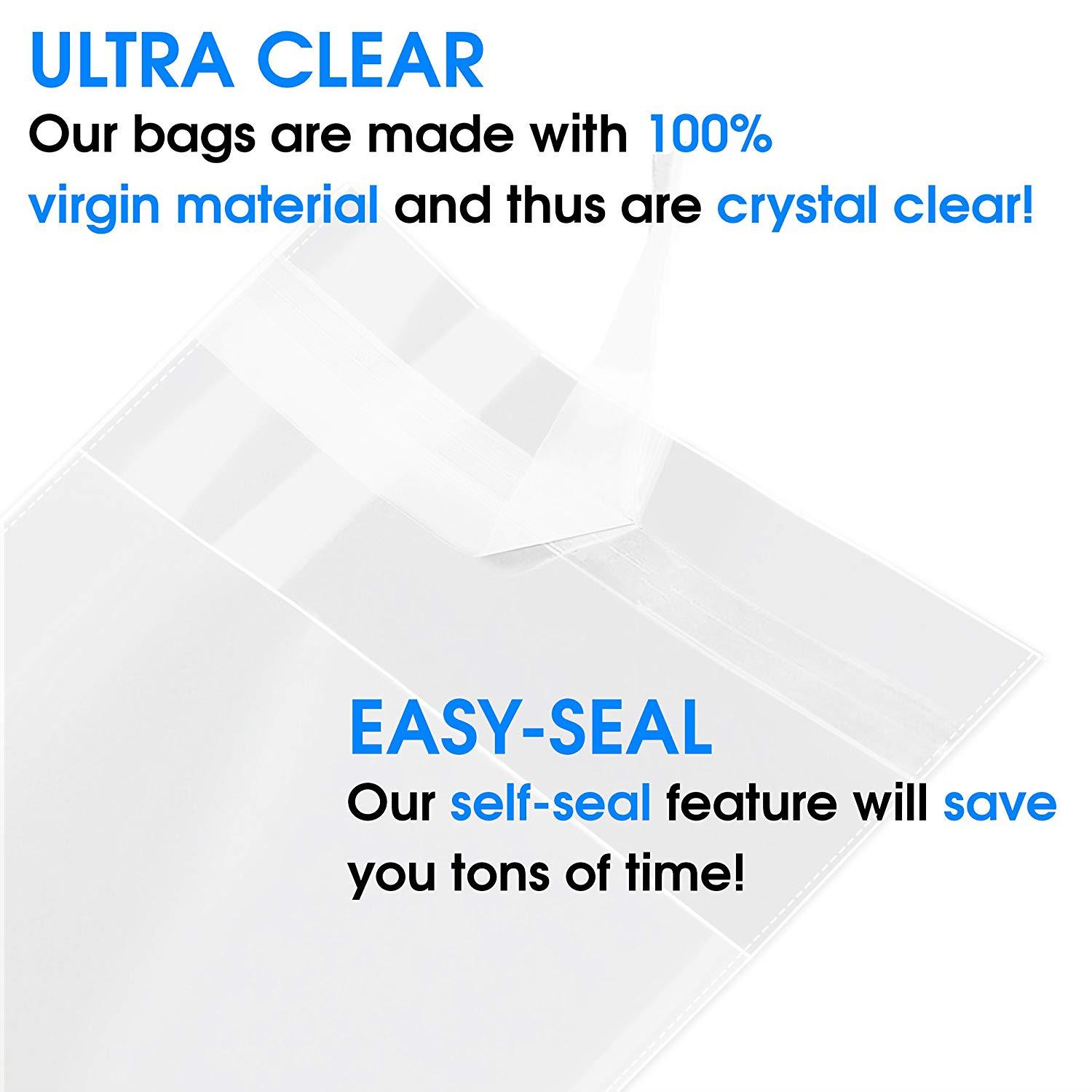 6&rdquo; X 9&rdquo; (200) Clear Resealable Cellophane Cello Bags Self Seal - Fits 6X9 Print Photos A7 A8 A9 Cards Envelopes & Baked Goods - Pack It Chic (More Sizes Available)