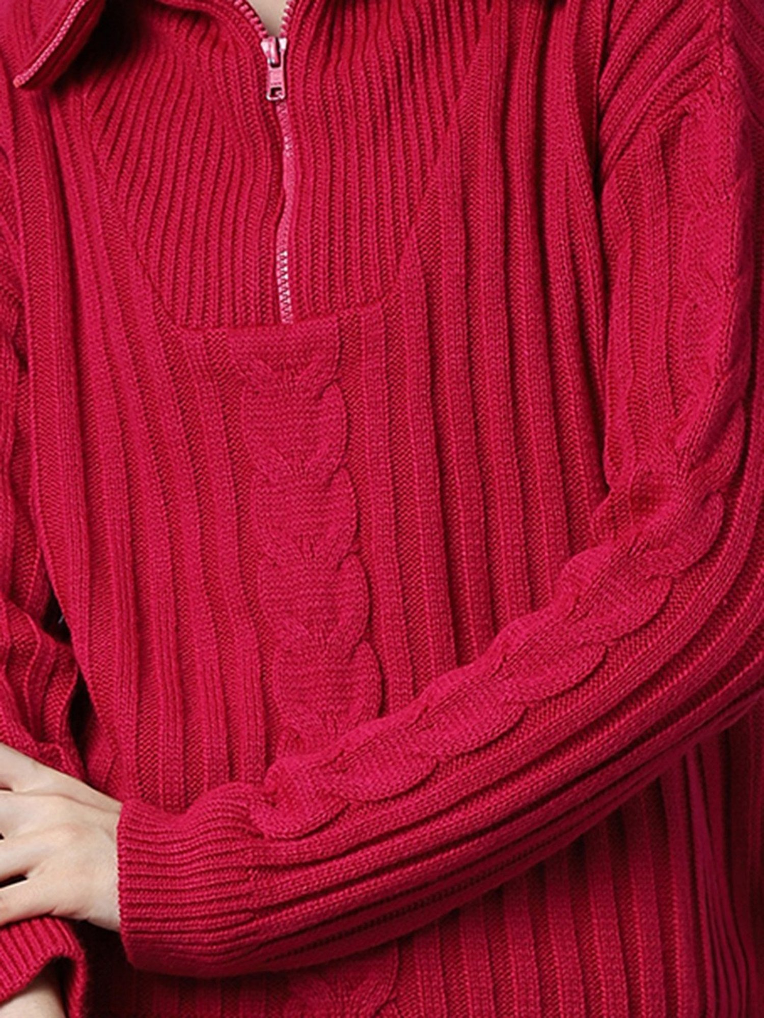 High Star Pink Textured Sweater