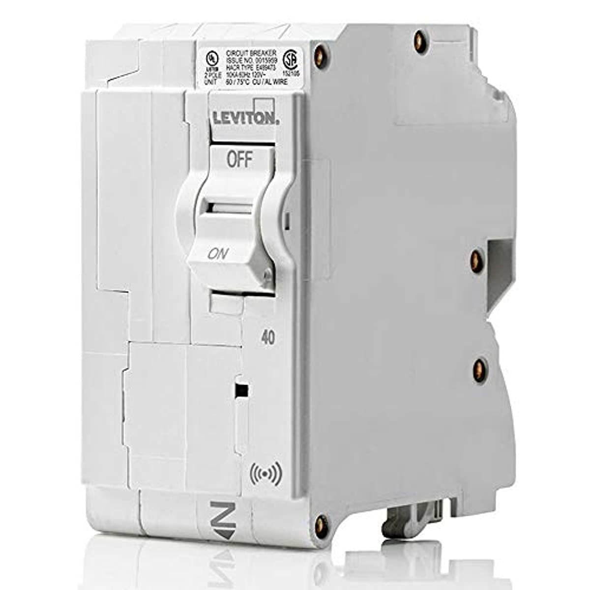 Leviton LB240-S 40 Amp, 2-Pole Plug-on Smart Standard Branch Circuit Breaker, 120 VAC, White
