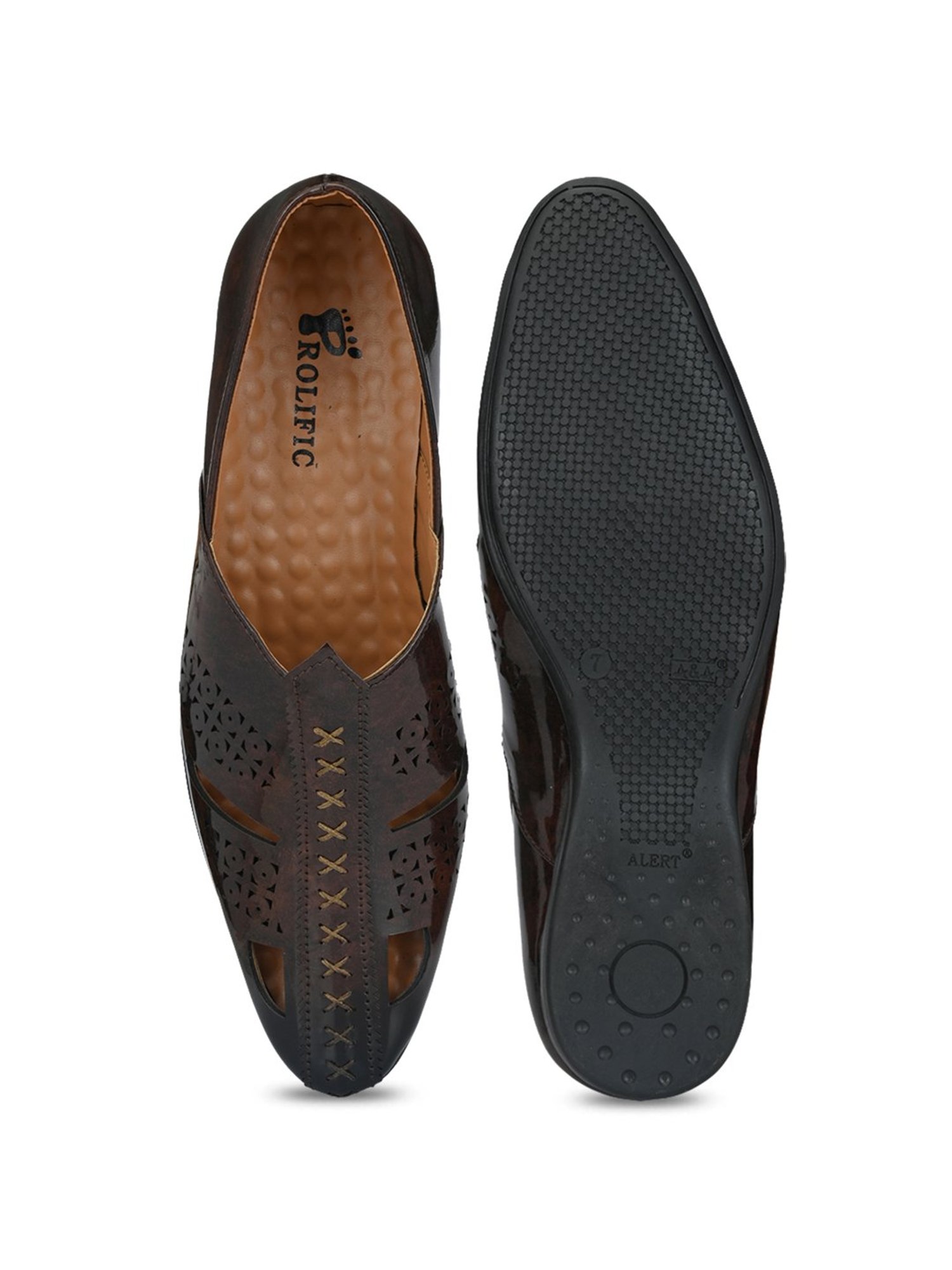 Prolific Dark Brown Ethnic Slip-Ons