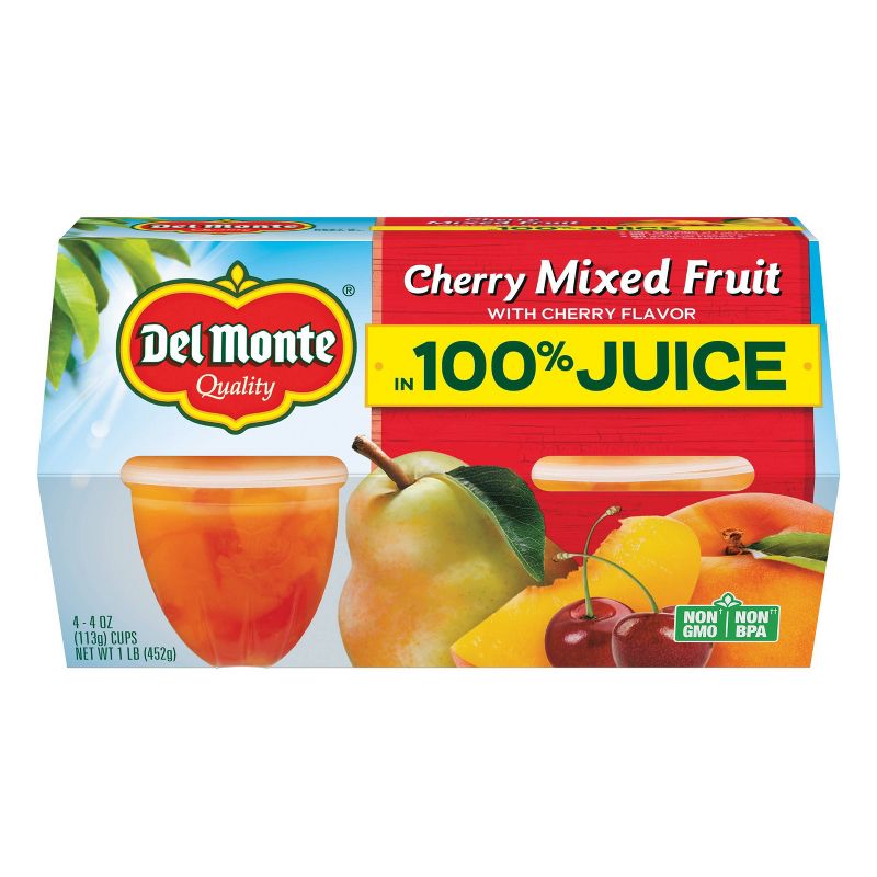 Del Monte Cherry Mixed Fruit Cups - 4ct