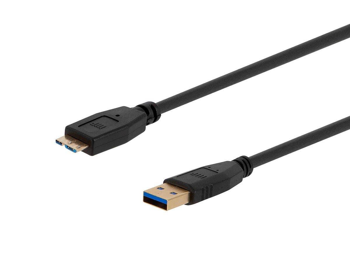Monoprice USB 3.0 Type-A to Micro Type-B Cable - 1.5 Feet - Black, Compatible With Charging Samsung Galaxy S5, External Hard Drive, Note 3/N9000