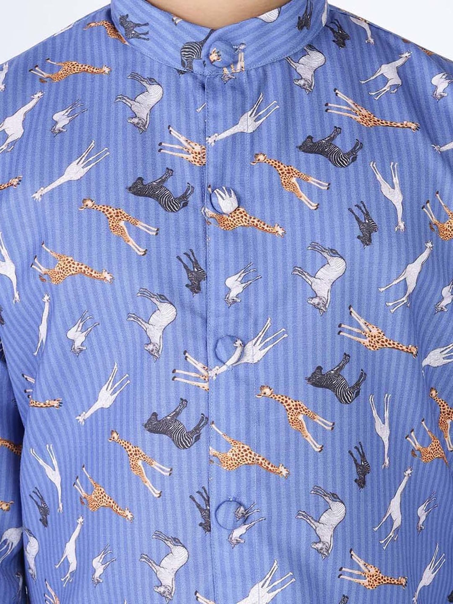 TABARD Kids Blue & Beige Cotton Printed Kurta Set