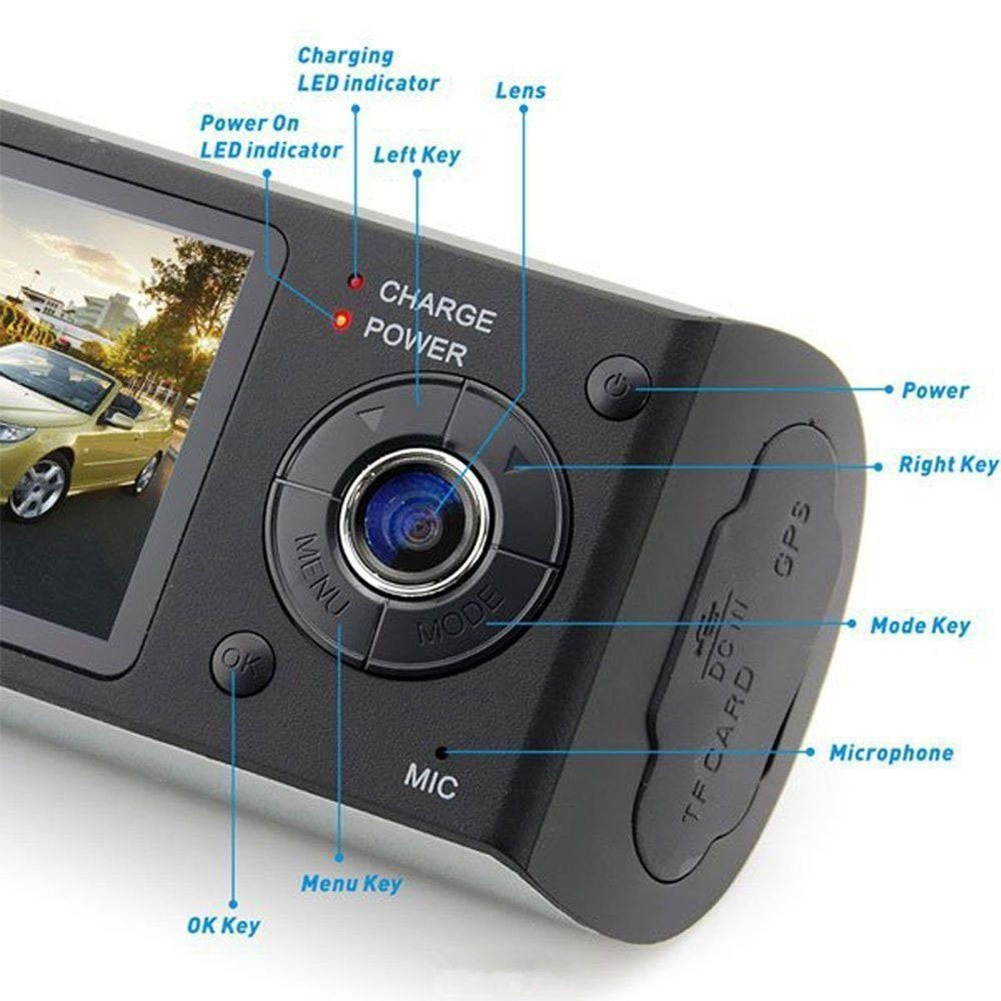 2.7" Vehicle Double Camera Car DVR Camera Video Recorder Dash Cam G-Sensor GPS Dual Lens